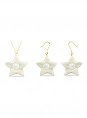 2-Piece 18 Karat Solid Yellow Gold Mother Of Pearl With 6-7 mm Star Shape Jewellery