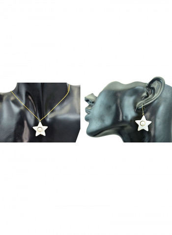 2-Piece 18 Karat Solid Yellow Gold Mother Of Pearl With 6-7 mm Star Shape Jewellery