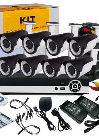 8-Piece Full HD IR Night Vision Home Security Camera Kit