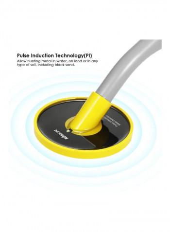 Waterproof Handheld Pinpointer Pulse Metal Detector Black/Grey/Yellow 420x105x112millimeter