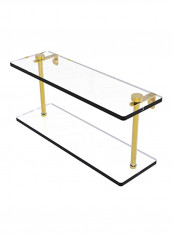 Two Tiered Glass Shelf Clear/Gold 16inch