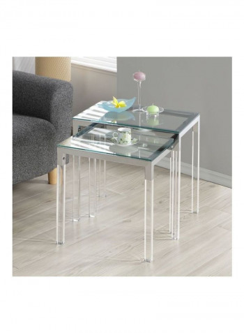 2 Piece Fraser Nesting Table Set Clear 45.5 x 45cm