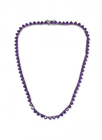 925 Sterling Silver Chain Necklace With Amethyst