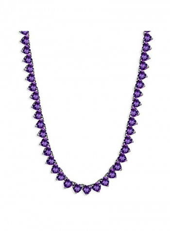 925 Sterling Silver Chain Necklace With Amethyst