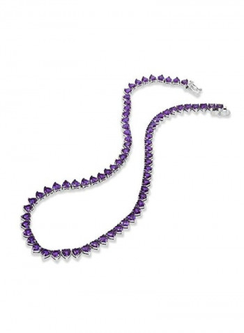 925 Sterling Silver Chain Necklace With Amethyst