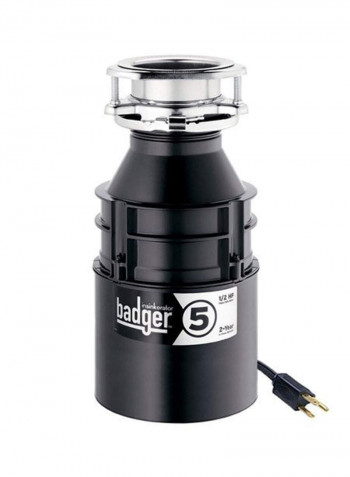 Garbage Disposal With Power Cord Black/Silver 7.4x7.4x14.5inch