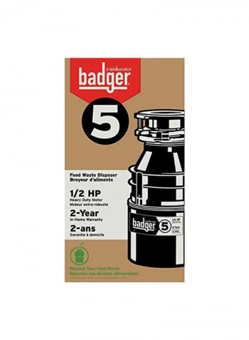 Garbage Disposal With Power Cord Black/Silver 7.4x7.4x14.5inch