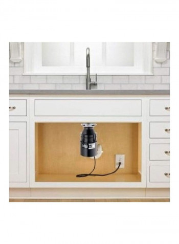Garbage Disposal With Power Cord Black/Silver 7.4x7.4x14.5inch
