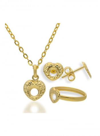 Gold Heart Pendant Set Gold
