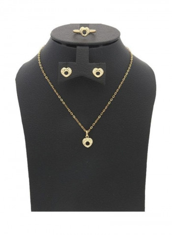 Gold Heart Pendant Set Gold