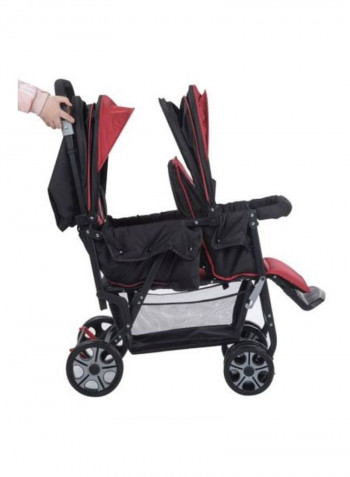 Teamy Double Stroller - Black/Red