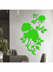 Mirror Sticker Flowers Design Wall Decoration Green 60x90cm