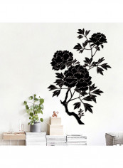 Flowers Design Wall Sticker Black 60x90cm