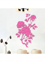 Flowers Pattern Wall Sticker Pink 60x90cm