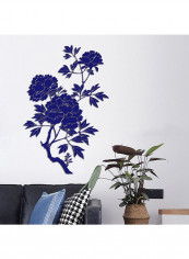 Sweet Coloured Flowers Design Wall Mirror Sticker Blue
