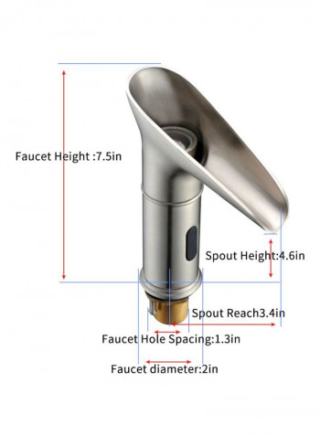 Brass Sink Faucet With Sensor Silver 7.5x3.4inch