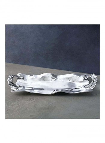 Aluminium Alloy Breakfast Serving Tray Metallic 16.25x8x2inch