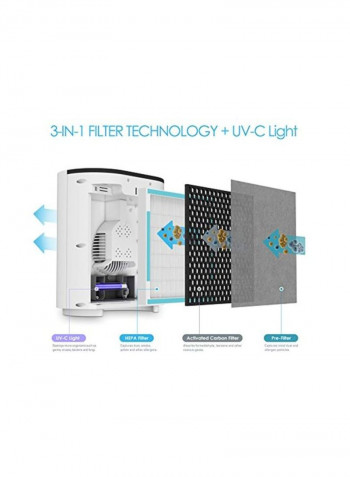 3-Speeds Hepa Air Purifier 60W B01JKDAN2M White/Black