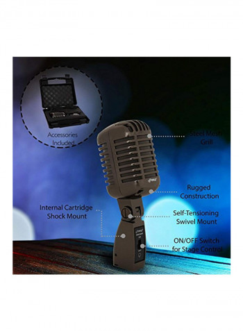 Dynamic Vocal Microphone With XLR Cable PDMICR68BK Black