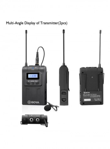 BY-WM8 Pro UHF Dual-Channel Wireless Microphone System LU-D6340 Black