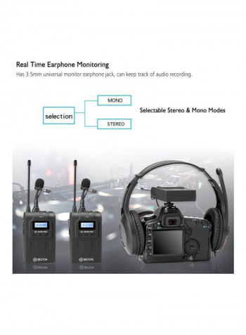 BY-WM8 Pro UHF Dual-Channel Wireless Microphone System LU-D6340 Black