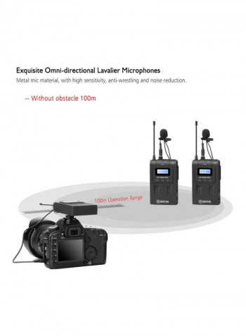 BY-WM8 Pro UHF Dual-Channel Wireless Microphone System LU-D6340 Black