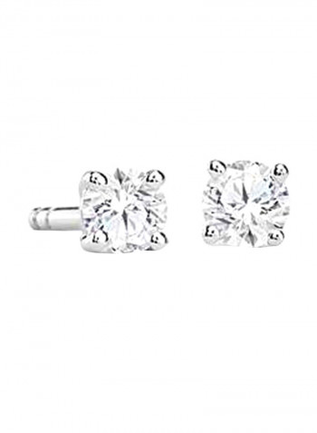 18 Karat White Gold 0.18Ct Diamond Studded Earrings