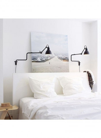 Classic Adjustable Long Swing Arm Wall Light Black