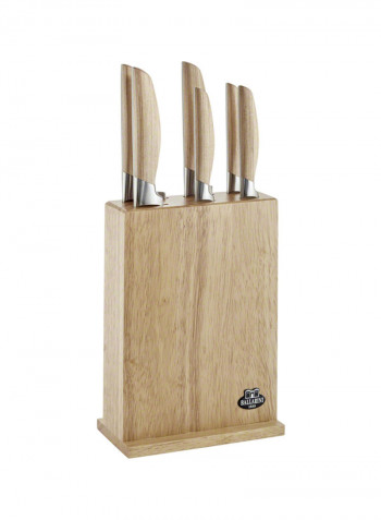7-Piece Tevere Knife Block Set Brown/Silver 175 x 125 x 375 mmmillimeter