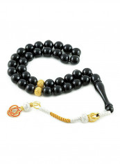 Onyx Prayer Beads with Sterling Silver components