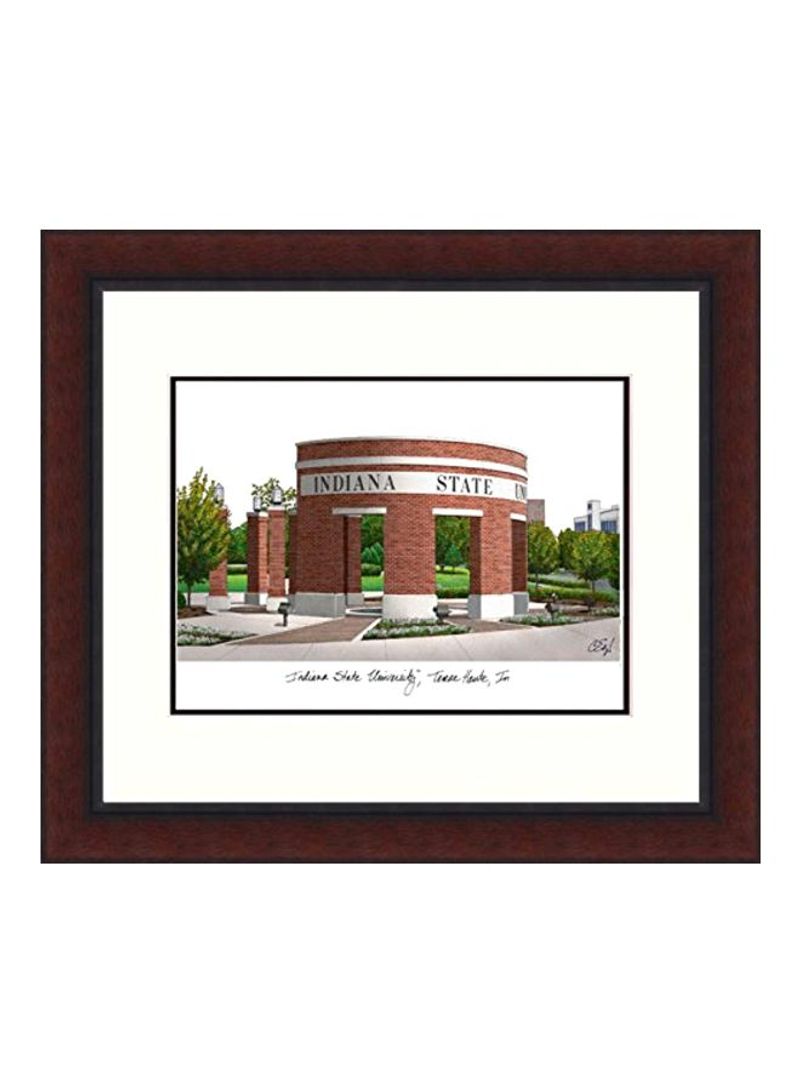 Indiana State Legacy Alumnus Framed Lithographic Print Brown/White/Green 18x16inch