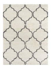 Maya Ultra Thick Pile Shag Area Rug White/Black 119.38 x 170.18centimeter