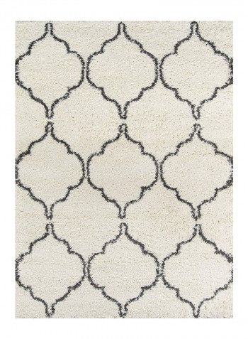 Maya Ultra Thick Pile Shag Area Rug White/Black 119.38 x 170.18centimeter