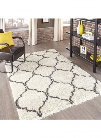 Maya Ultra Thick Pile Shag Area Rug White/Black 119.38 x 170.18centimeter