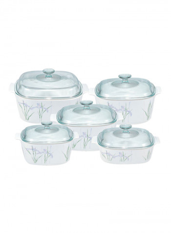 5- Piece Chef Classic Casserole Set White/Blue