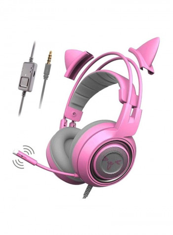 RZ04-02980200-R3M1 Kraken Kitty USB Gaming Headset With Chroma Lighting-Quartz Pink/Grey