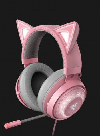 RZ04-02980200-R3M1 Kraken Kitty USB Gaming Headset With Chroma Lighting-Quartz Pink/Grey