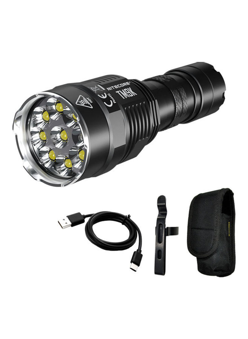 TM9K 9500 Lumen USB-C Rechargeable LED Flashlight Black 125millimeter