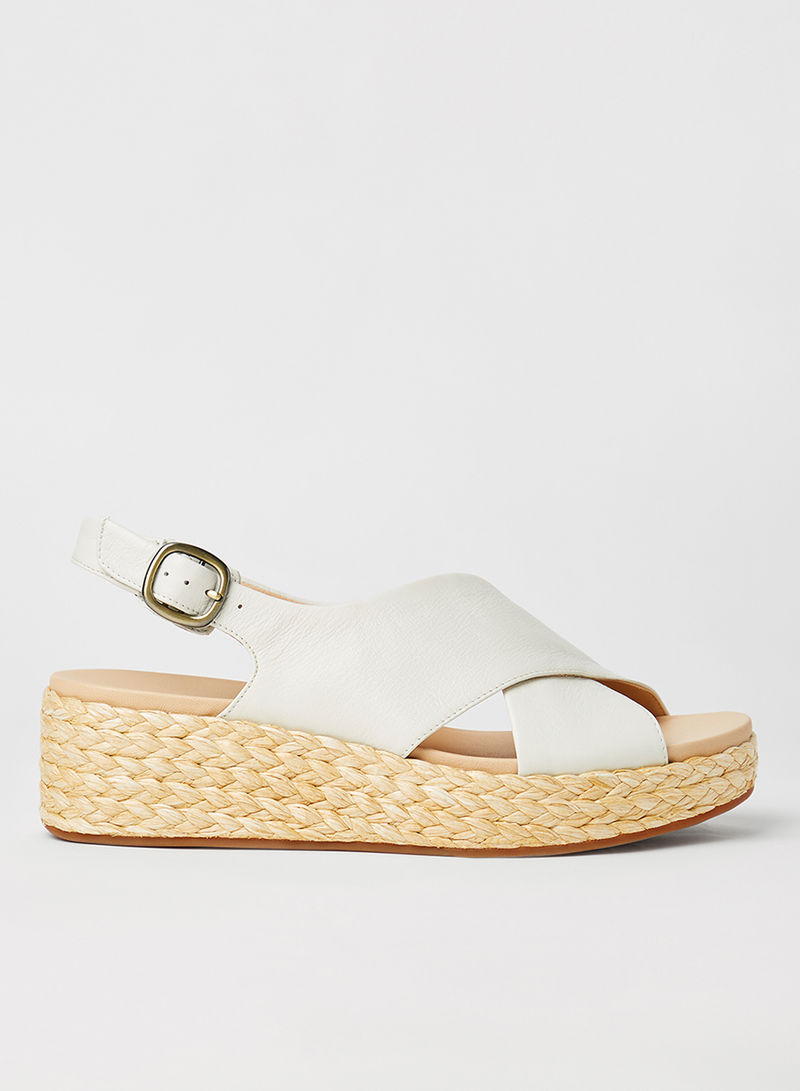 Kimmei Cross Wedge Sandals White
