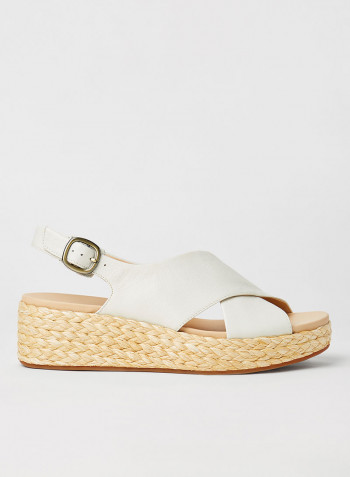 Kimmei Cross Wedge Sandals White