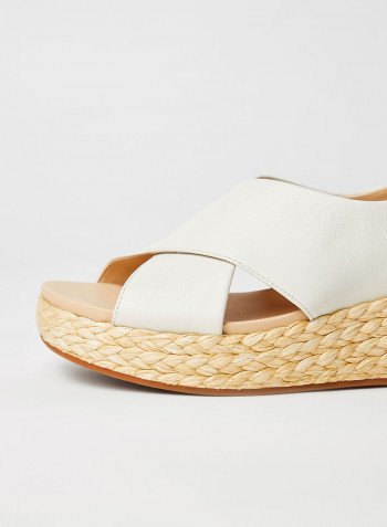 Kimmei Cross Wedge Sandals White