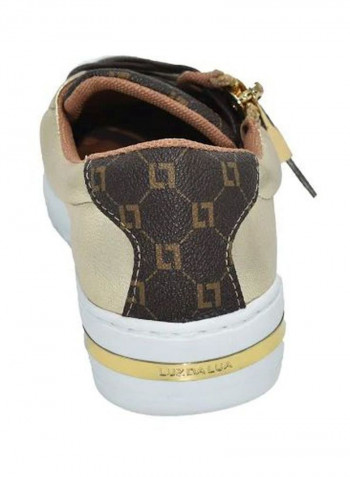 Women's Printed Low Top Sneakers Brown/Gold