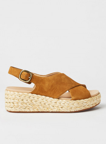 Kimmei Cross Wedge Sandals Brown