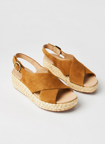 Kimmei Cross Wedge Sandals Brown