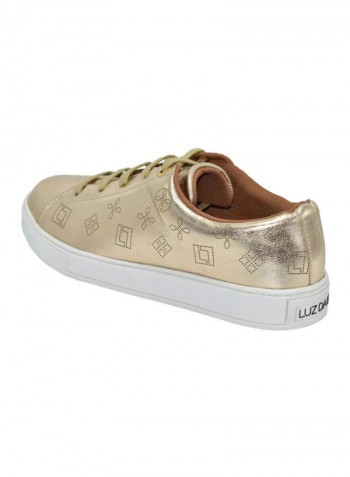 Women's Printed Low Top Sneakers Gold