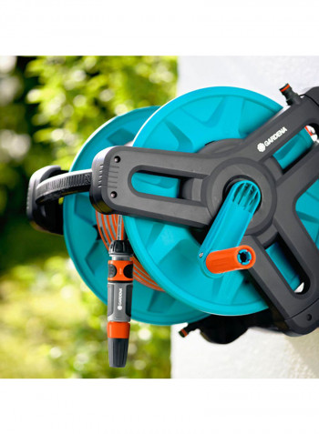 Wall-Fixed Hose Reel 50 Set Blue/Orange/Grey