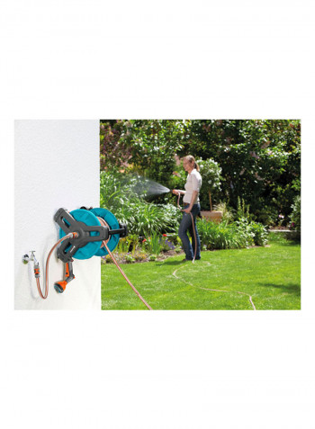 Wall-Fixed Hose Reel 50 Set Blue/Orange/Grey
