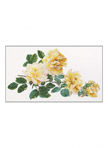 Peace Rose Cross Stitch Kit White/Yellow/Green