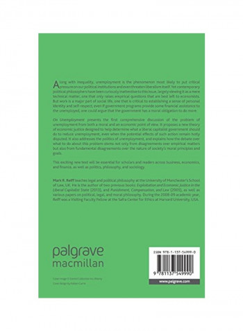 On Unemployment: A Micro-Theory Of Economic Justice Volume 1 Hardcover