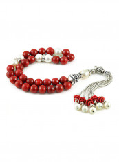Coral & Pearl Prayer Beads With Sterling Silver Components
